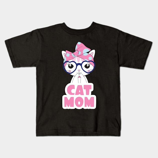 Cute Cat Mom Kids T-Shirt by GVTShirt